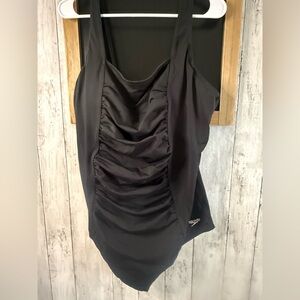 Women's Speedo 7234 Endurance+ Shirred Tank One Piece Swimsuit (Black 24)